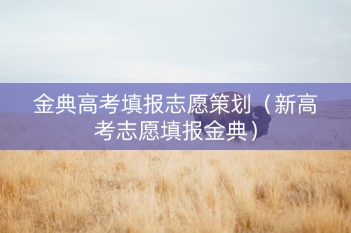 金典高考填报志愿策划（新高考志愿填报金典）