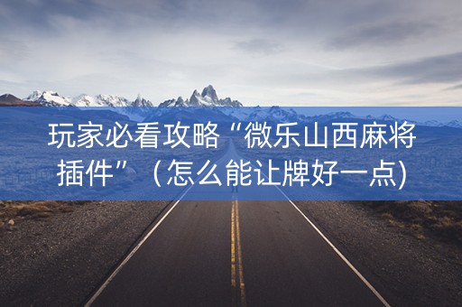 玩家必看攻略“微乐山西麻将插件”（怎么能让牌好一点)