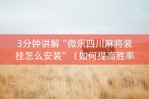 3分钟讲解“微乐四川麻将装挂怎么安装”（如何提高胜率)