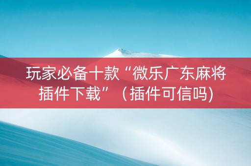 玩家必备十款“微乐广东麻将插件下载”（插件可信吗)