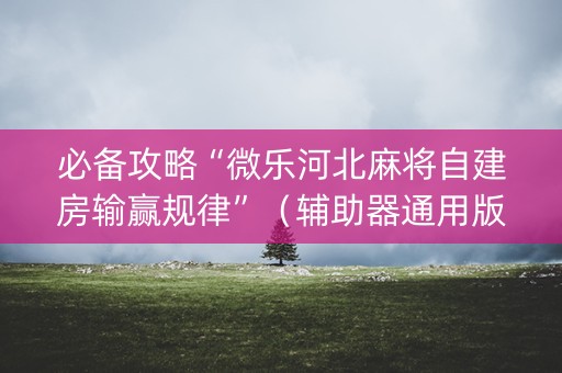 必备攻略“微乐河北麻将自建房输赢规律”（辅助器通用版)