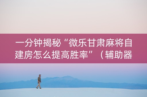 一分钟揭秘“微乐甘肃麻将自建房怎么提高胜率”（辅助器插件)