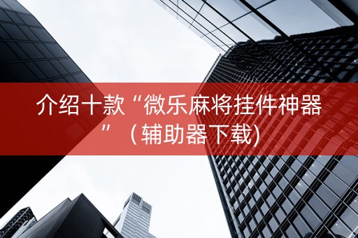 介绍十款“微乐麻将挂件神器”（辅助器下载)