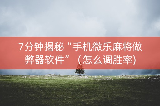 7分钟揭秘“手机微乐麻将做弊器软件”（怎么调胜率)