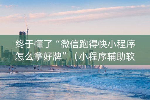 终于懂了“微信跑得快小程序怎么拿好牌”（小程序辅助软件)