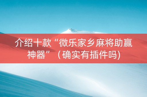 介绍十款“微乐家乡麻将助赢神器”（确实有插件吗)