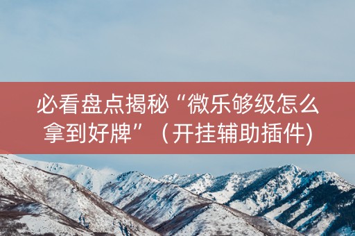 必看盘点揭秘“微乐够级怎么拿到好牌”（开挂辅助插件)