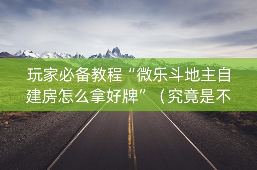 玩家必备教程“微乐斗地主自建房怎么拿好牌”（究竟是不是有挂)