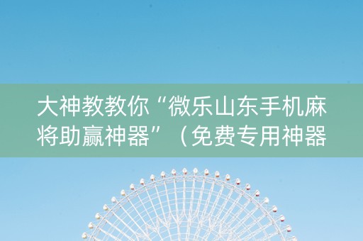大神教教你“微乐山东手机麻将助赢神器”（免费专用神器)