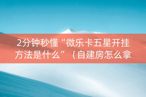 2分钟秒懂“微乐卡五星开挂方法是什么”（自建房怎么拿好牌)