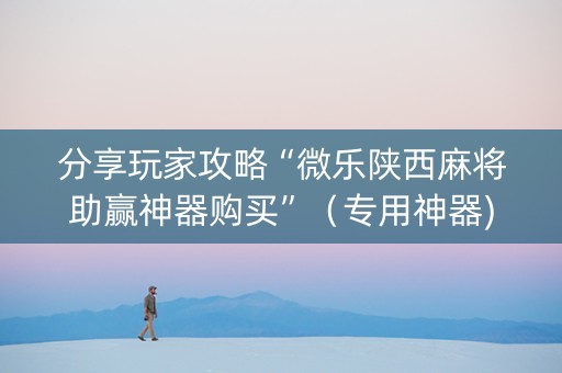 分享玩家攻略“微乐陕西麻将助赢神器购买”（专用神器)