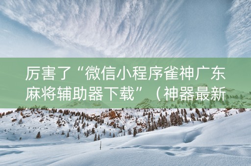 厉害了“微信小程序雀神广东麻将辅助器下载”（神器最新免费)
