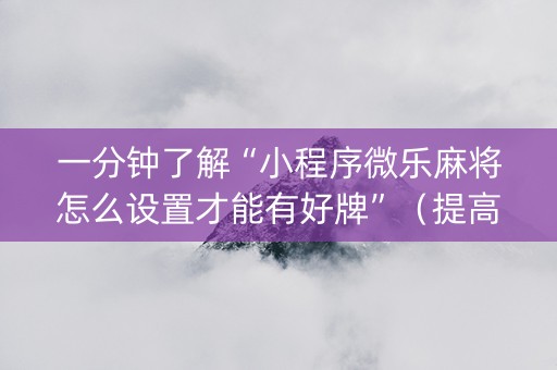 一分钟了解“小程序微乐麻将怎么设置才能有好牌”（提高胜率技巧)