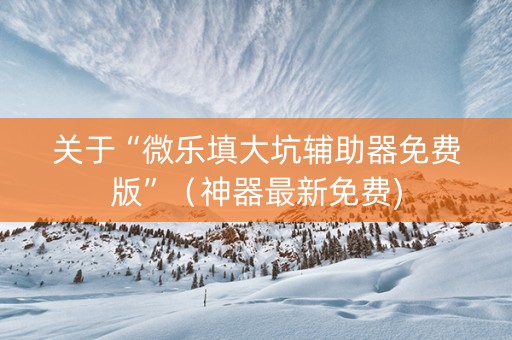 关于“微乐填大坑辅助器免费版”（神器最新免费)