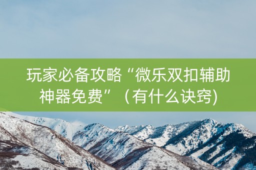 玩家必备攻略“微乐双扣辅助神器免费”（有什么诀窍)