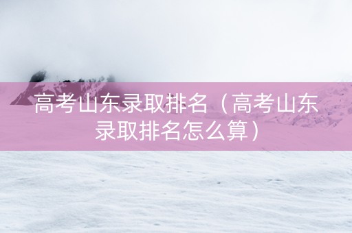 高考山东录取排名（高考山东录取排名怎么算）