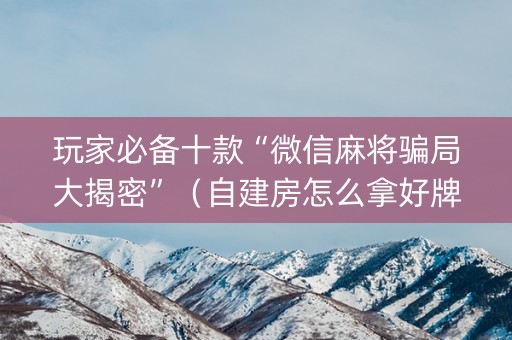 玩家必备十款“微信麻将骗局大揭密”（自建房怎么拿好牌)