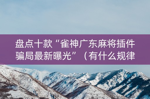 盘点十款“雀神广东麻将插件骗局最新曝光”（有什么规律)