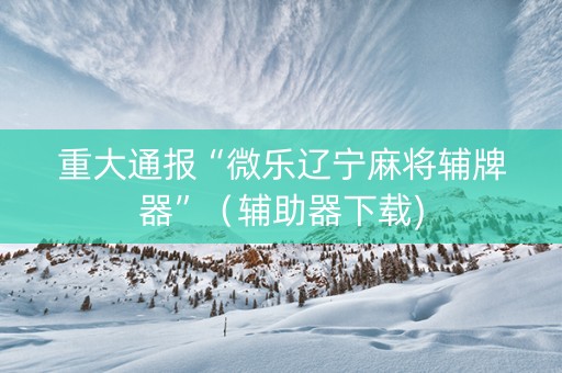 重大通报“微乐辽宁麻将辅牌器”（辅助器下载)
