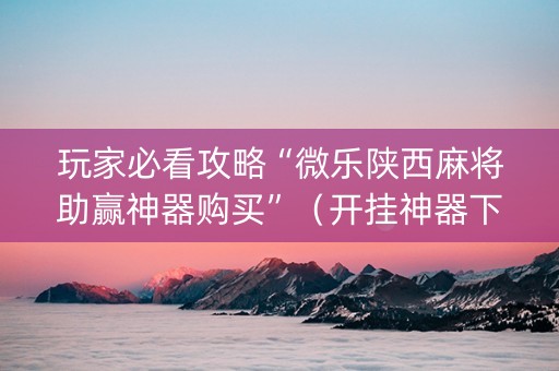 玩家必看攻略“微乐陕西麻将助赢神器购买”（开挂神器下载)