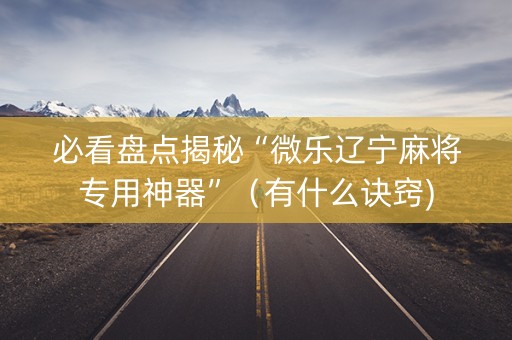 必看盘点揭秘“微乐辽宁麻将专用神器”（有什么诀窍)