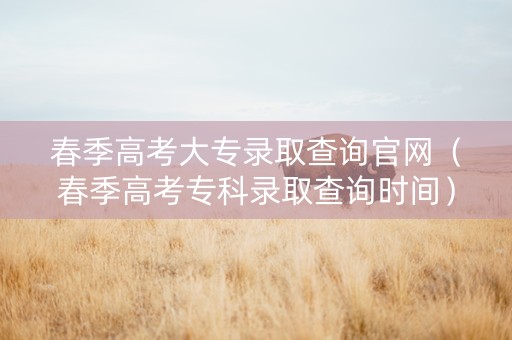 春季高考大专录取查询官网（春季高考专科录取查询时间）