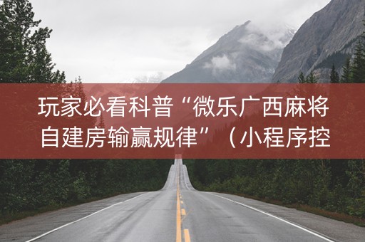 玩家必看科普“微乐广西麻将自建房输赢规律”（小程序控牌器)