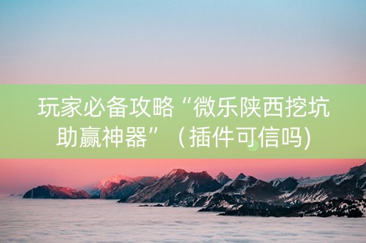 玩家必备攻略“微乐陕西挖坑助赢神器”（插件可信吗)