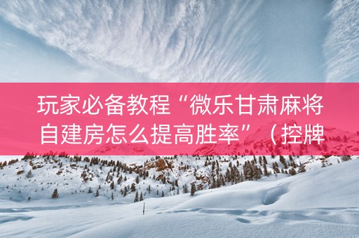玩家必备教程“微乐甘肃麻将自建房怎么提高胜率”（控牌神器)