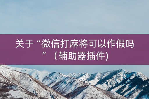 关于“微信打麻将可以作假吗”（辅助器插件)