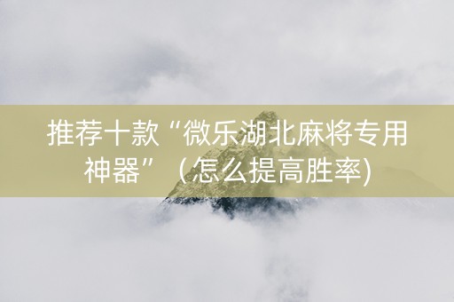 推荐十款“微乐湖北麻将专用神器”（怎么提高胜率)