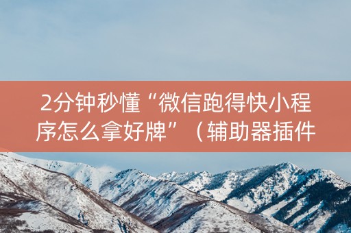 2分钟秒懂“微信跑得快小程序怎么拿好牌”（辅助器插件)