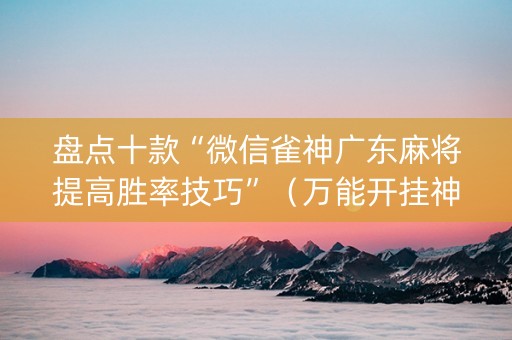 盘点十款“微信雀神广东麻将提高胜率技巧”（万能开挂神器)