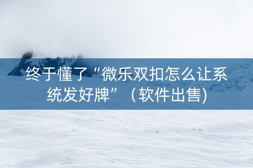 终于懂了“微乐双扣怎么让系统发好牌”（软件出售)