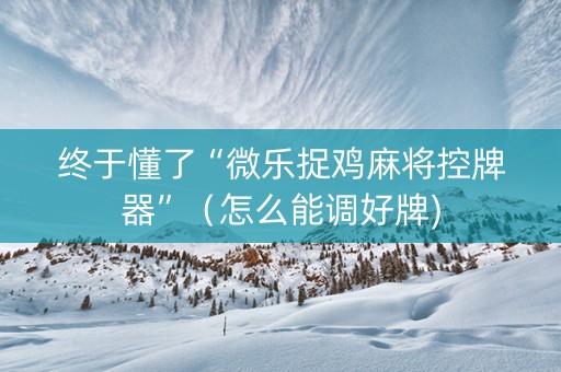 终于懂了“微乐捉鸡麻将控牌器”（怎么能调好牌)
