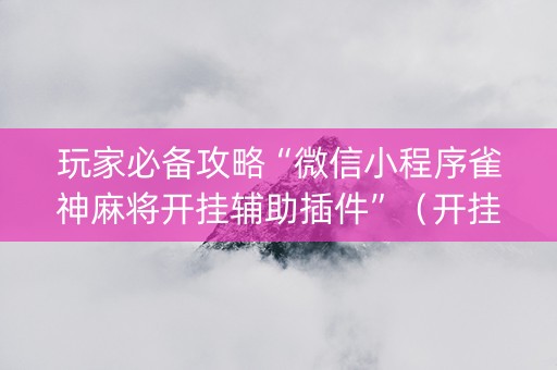 玩家必备攻略“微信小程序雀神麻将开挂辅助插件”（开挂辅助插件)