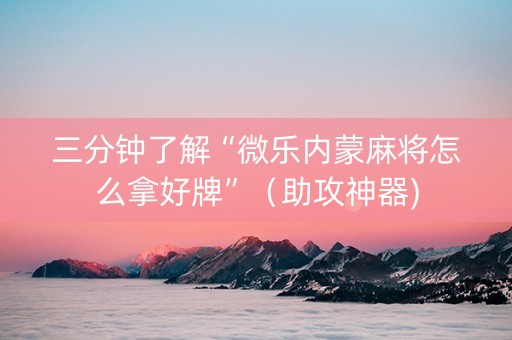 三分钟了解“微乐内蒙麻将怎么拿好牌”（助攻神器)
