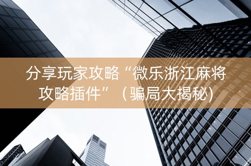 分享玩家攻略“微乐浙江麻将攻略插件”（骗局大揭秘)
