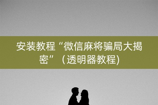 安装教程“微信麻将骗局大揭密”（透明器教程)