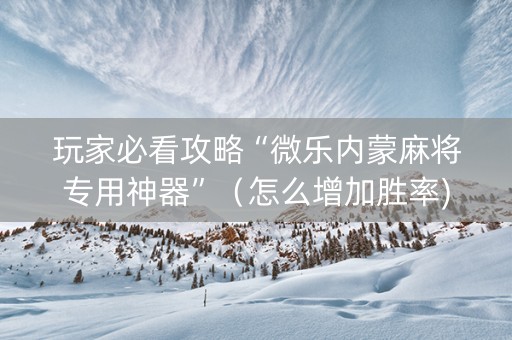 玩家必看攻略“微乐内蒙麻将专用神器”（怎么增加胜率)