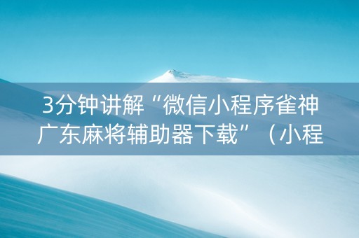 3分钟讲解“微信小程序雀神广东麻将辅助器下载”（小程序必赢神器)