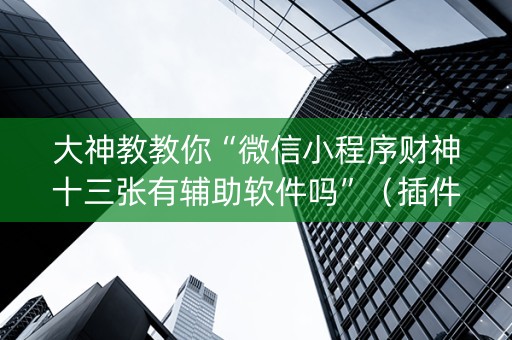大神教教你“微信小程序财神十三张有辅助软件吗”（插件开挂免费AI)