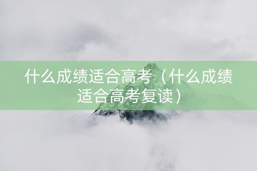 什么成绩适合高考（什么成绩适合高考复读）