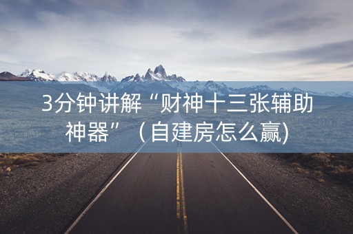 3分钟讲解“财神十三张辅助神器”（自建房怎么赢)