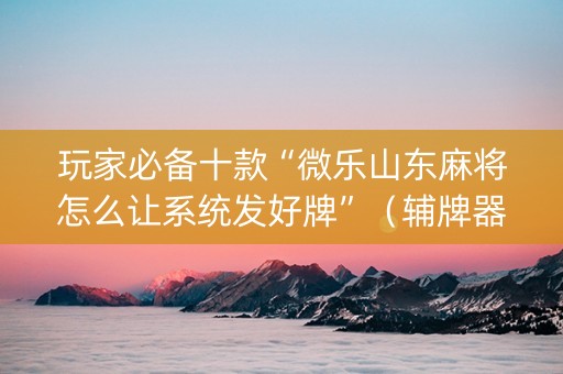 玩家必备十款“微乐山东麻将怎么让系统发好牌”（辅牌器插件购买)
