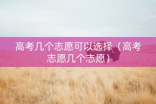 高考几个志愿可以选择（高考志愿几个志愿）