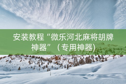 安装教程“微乐河北麻将胡牌神器”（专用神器)