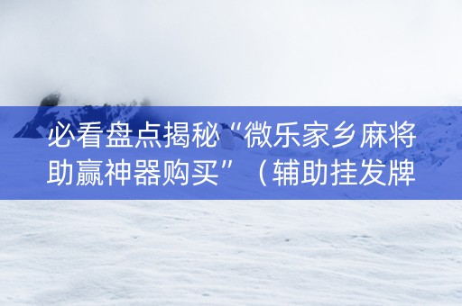 必看盘点揭秘“微乐家乡麻将助赢神器购买”（辅助挂发牌规律)