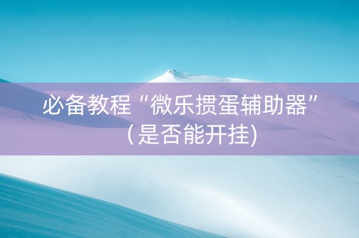 必备教程“微乐掼蛋辅助器”（是否能开挂)