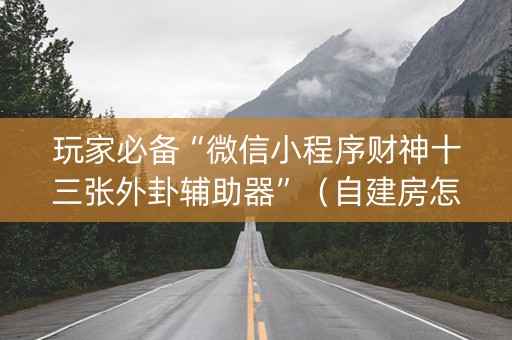 玩家必备“微信小程序财神十三张外卦辅助器”（自建房怎么拿好牌)
